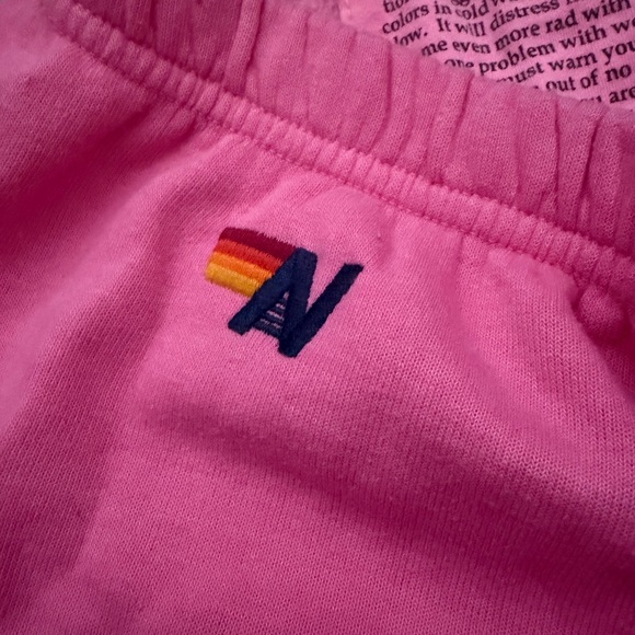 Aviator Nation Pink Track Joggers with Rainbow Stripe - Picture 4 of 5